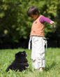 little girl with puppy